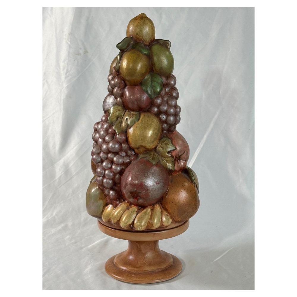 Vintage 16" Ceramic Fruit Topiary Pedestal Tuscan Italian Style Decor